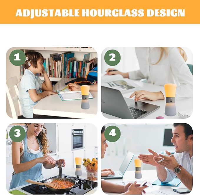 LED Adjustable Meditation Timer Hourglass with 1-99 Minutes preset | Pomodoro Technology Visual Hourglass and Productivity Silence Kids/Adult Time Management Tool | ADHD Dining Table Timer and Focus