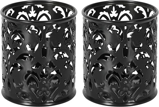 EasyPAG Black Pen Holder for Desk 2 Pack Metal Pen Holder Organizer Pencil Cup Holder for Home, Office, Classroom, School