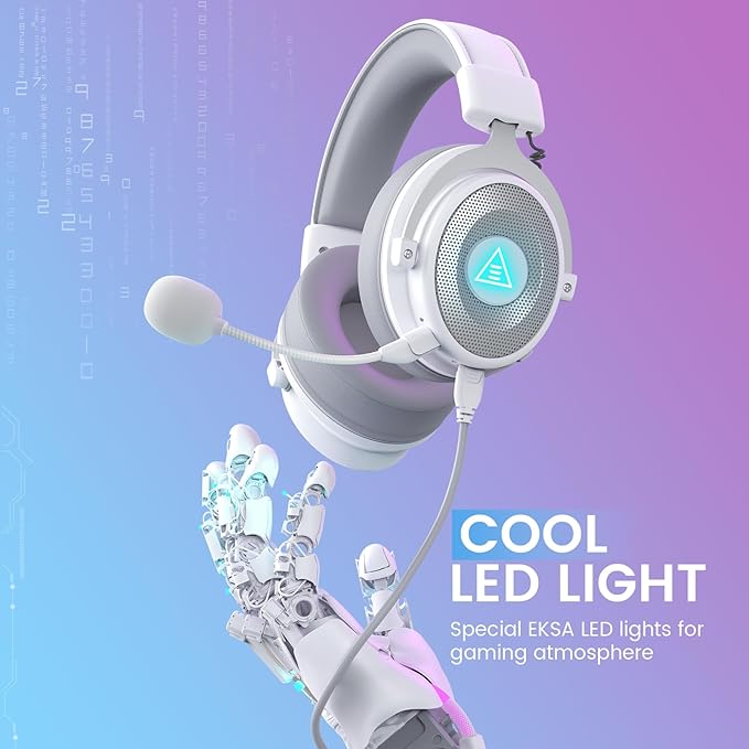 EKSA USB Gaming Headset for PC, Computer Headphones with Detachable Noise Cancelling Microphone, 7.1 Surround Sound, 50MM Driver, Wired Headset with Mic for PS4/PS5, Xbox One, Laptop, Work