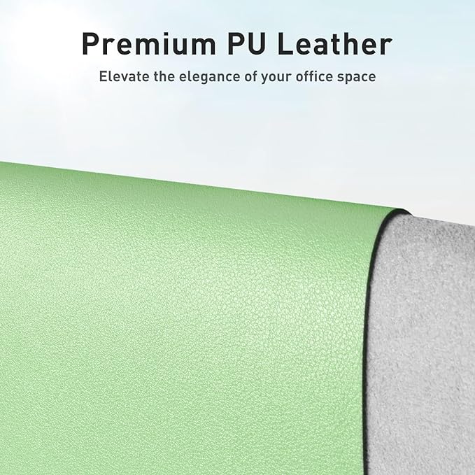 Aothia Leather Desk Pad Protector, Mouse Pad, Office Desk Mat, Non-Slip PU Leather Desk Blotter, Laptop Desk Pad, Waterproof Desk Writing Pad for Office and Home (31.5" x 15.7", Foam Green)