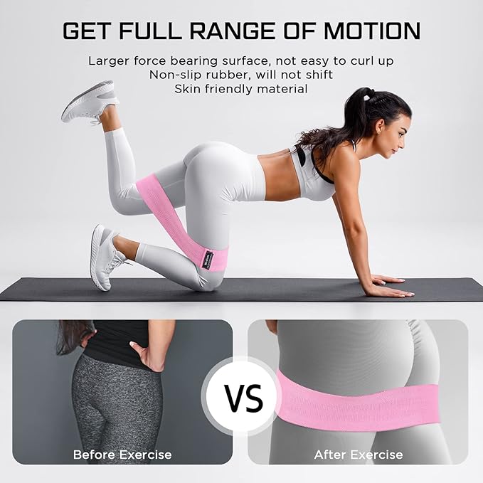 24 Pcs Fabric Resistance Bands for Working Out Strength Exercise Bands for Women Men Resistance Loop for Legs and Butt, Yoga, Pilates, Rehab, Fitness and Home