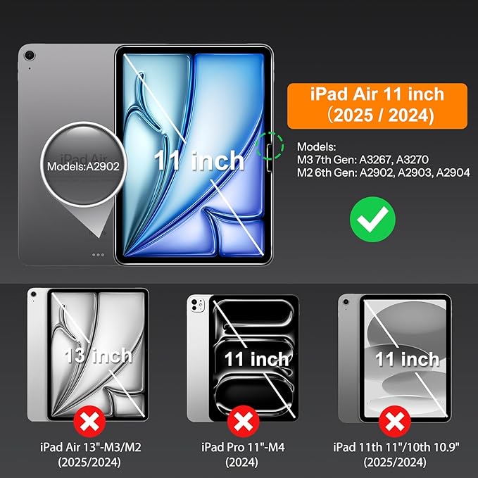 SPARIN 2 Pack Screen Protector for iPad Air 11 Inch M3/M2 (7th /6th Generation, 2025/2024), Tempered Glass for iPad Air 7/6 Gen with Easy Installation Tray, Apple Pencil Pro Compatible, Case Friendly