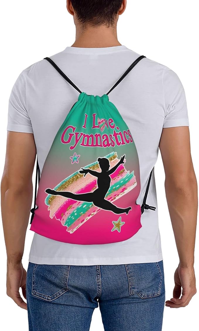 Gymnastics Drawstring Bags For Women Gymnast Drawstring Backpack Water Resistant String Bag Sports Gym Bag
