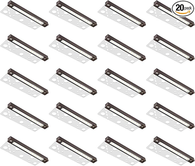 GKOLED 20 Pack 6.8 Inches LED Hardscape Lights, Low Voltage Retaining Wall Light Waterproof, 12V AC/DC Landscape Lighting, 1.5W 2700K, Classic Step Lights Outdoor, Die-cast Aluminum Housing