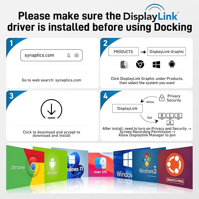 Acer Thunderbolt 4 Dock, 16 in 1 Quad Monitor DisplayLink Docking Station 40Gbps with 8K Display, 10Gbps Data Ports, 160W Power, 2.5G Ethernet, SD 4.0 Card Reader USB C Hub for MacBook, PC, Laptop