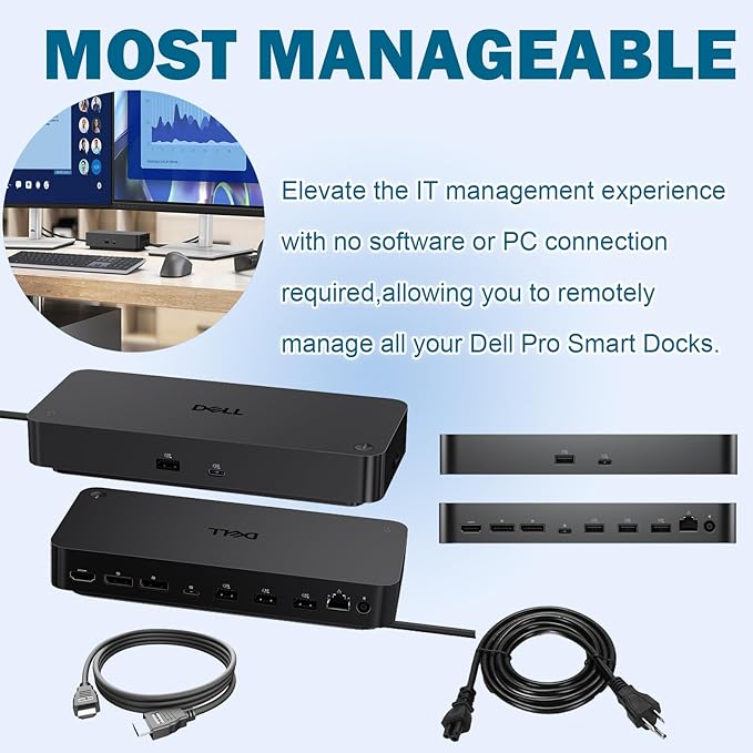Dell Pro Smart SD25 Docking Station, Performance Dock Support for up to 4 displays - 3 Year Warranty, SD25 with 180W Power Adapter + 130W Power Delivery + HDMI Cable