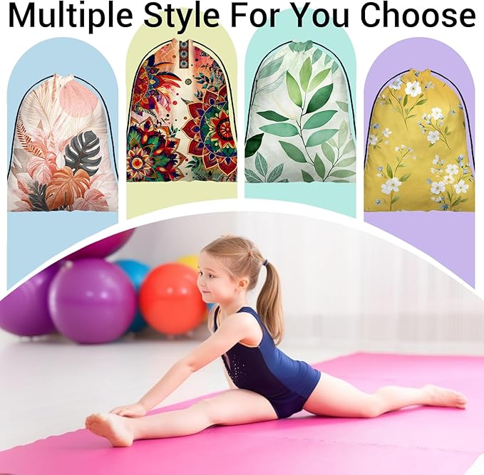 Mandala Flower Gymnastics Grip Bag for Gymnast Red Lightweight Athlete String Bag for Women