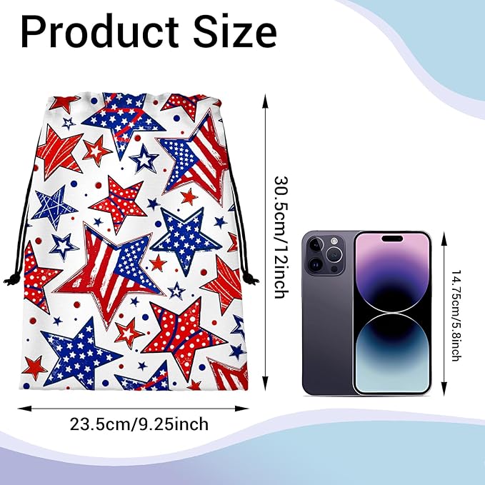 USA Flag Stars Grip Bag for Gymnast Adjustable Gym String Storage Pouch Patriotic Small Bag