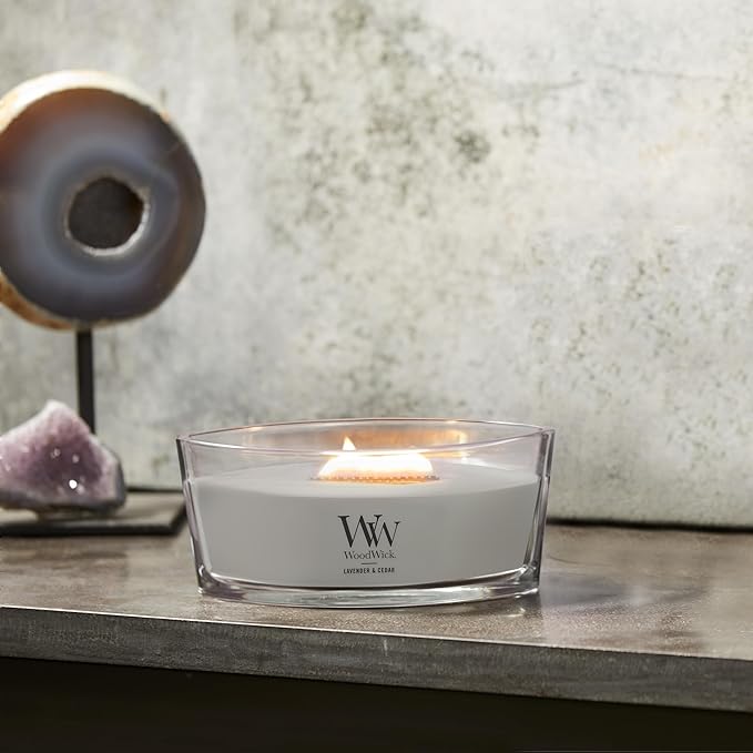Woodwick Ellipse Scented Candle Lavender & Cedar 16oz | Up to 50 Hours Burn Time