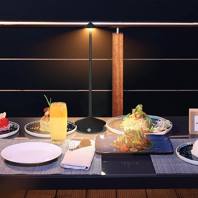 2-Pack 6000mAh Rechargeable Led Table Lamp Cordless,3000K-6000K Stepless Dimming Touch Lamps with Memory Function,IP54 Waterproof Aluminum Table Light for Outdoor/Bars/Restaurant/Patio(Black)