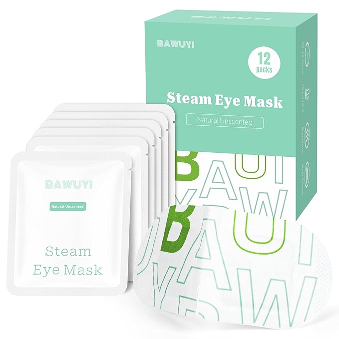 12 Packs Self Heating Eye Masks for Dry Eyes Disposable Heated Eye Mask Warm Compress Sleep Mask Stress Relief Travel Ready Relaxation Unscented