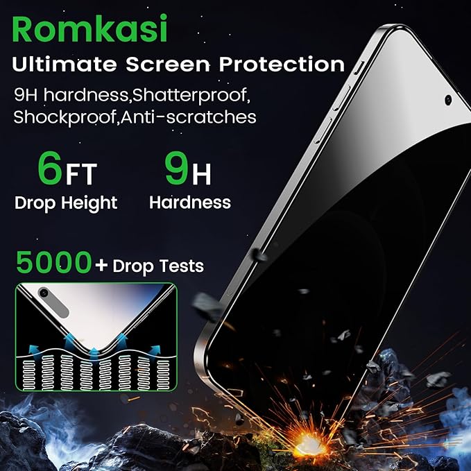 3 Pack Privacy Screen Protector for iPhone 14 Pro 6.1 Inch with 3 Pack Camera Lens Protector, Anti Spy Tempered Glass Film, Anti-Scratch, Touch Sensitive, Case Friendly