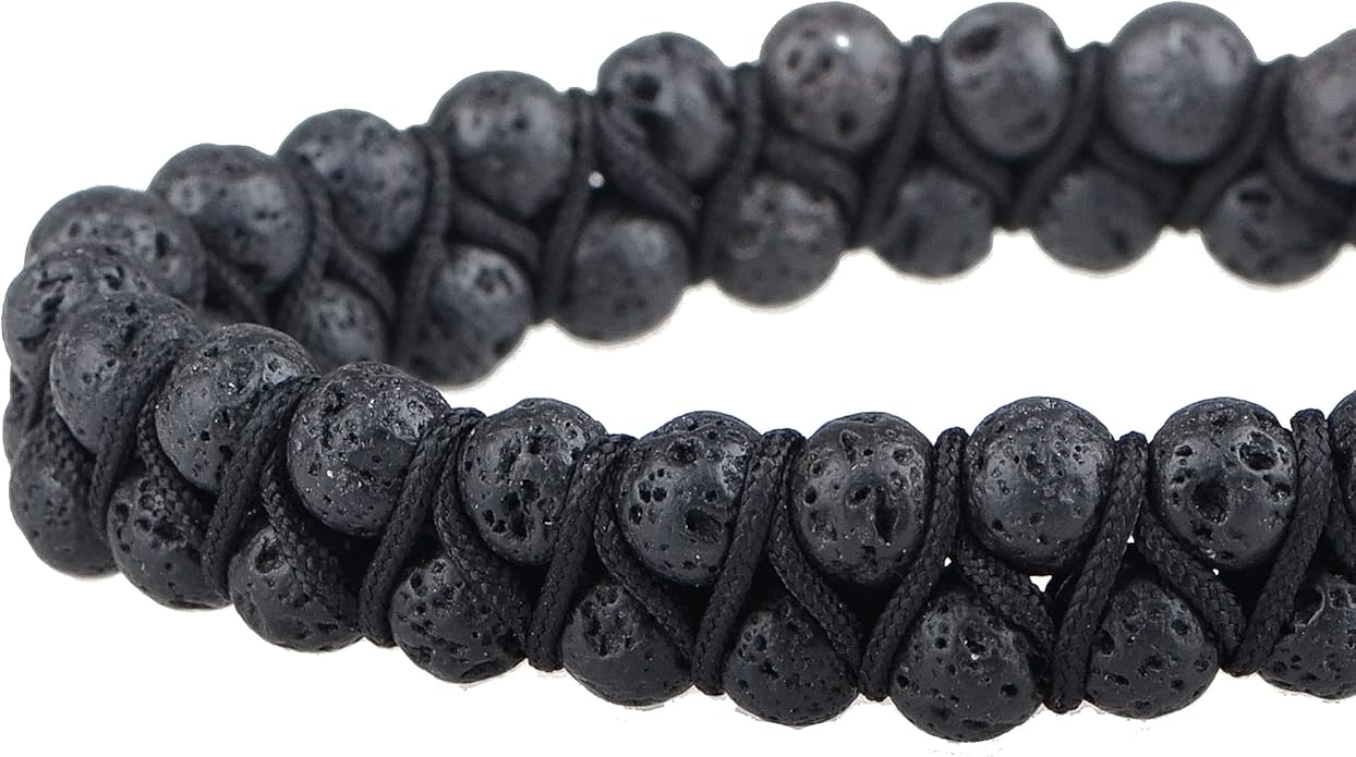 MASSIVE BEADS Double Layer Natural Chakra Healing Power Crystals Macrame Bracelet Yoga Stone Beads Gemstone Meditation Relax Anxiety Bangle for Unisex Women Men