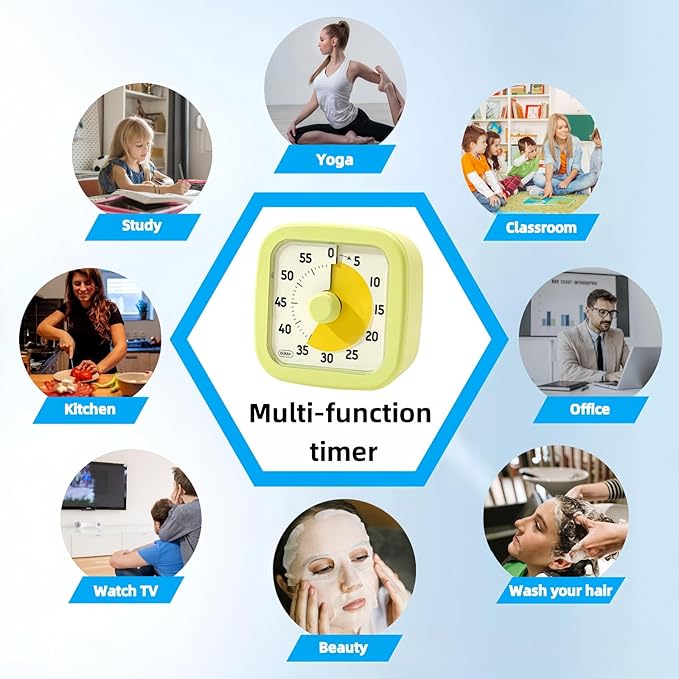 Visual Timer for Kids Timer Home - 60 Minute Kids Visual Timer for Classroom Home Office, Countdown Clock for Teaching Work Meeting, Pomodoro Timer for Time Management (Avocado Green)