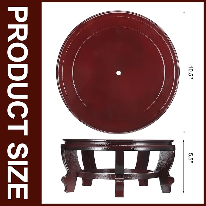 Wooden Planter Stand Indoor Chinese Vase Fishbowl Display Stands Asian Vase Pot Stands Traditional Stands for Home Indoor Plants Outdoor Decoration (10 Inches)