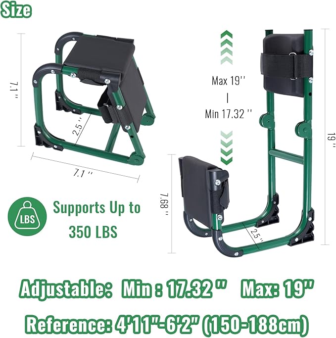 Garden Kneeler and Seat, Ergonomic 2-in-1 Foldable Knee Seat, Gardening Stool with Soft Adjustable Kneeling Pad, Gardening Gifts for Women Mom Men Seniors