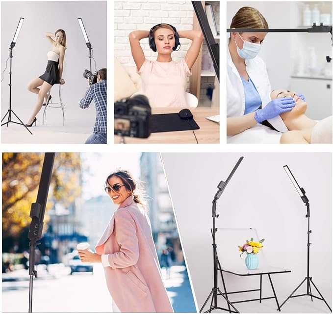 LED Video Light Battery Powered Photography Light Portable Handheld Wand,Dimmable 2800-5500K Photo Studio Light Kit with NP-970 Li-ion Battery and Stand for Portrait, YouTube,Outdoor Video