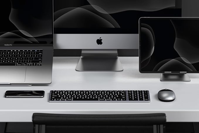 Satechi Slim X2 Bluetooth Backlit Keyboard for Mac, Illuminated Keys & Multi-Device Sync, for MacBook Air/Pro M4, iPad Air/Pro M4/M3, iPad mini, Mac mini, iMac - Space Gray