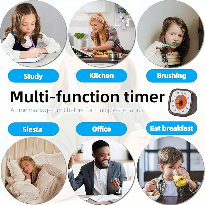 Visual Timer for Kids - 60 Minute Visual Kids Timer for Classroom Home Office, Countdown Timer for Cooking Teaching Working Meeting (Chocolate)