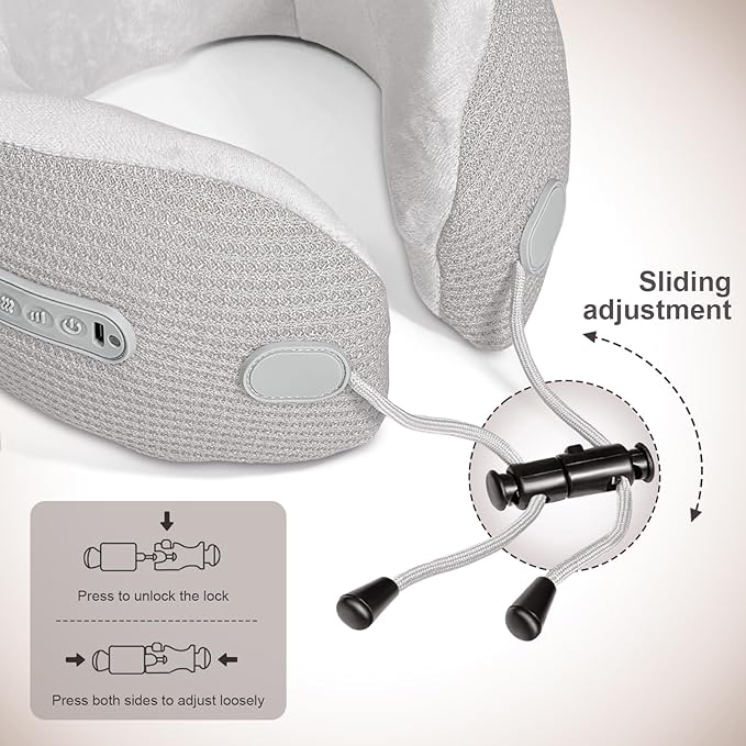 Electric Neck Massager,Portable Travel Pillow with Massage and Heat,Rechargeable vibrating Neck Pillow Massager,Perfect for Pain Relief at Home,Office,Travel,Fathers Day Gift Ideas from Daughter Son