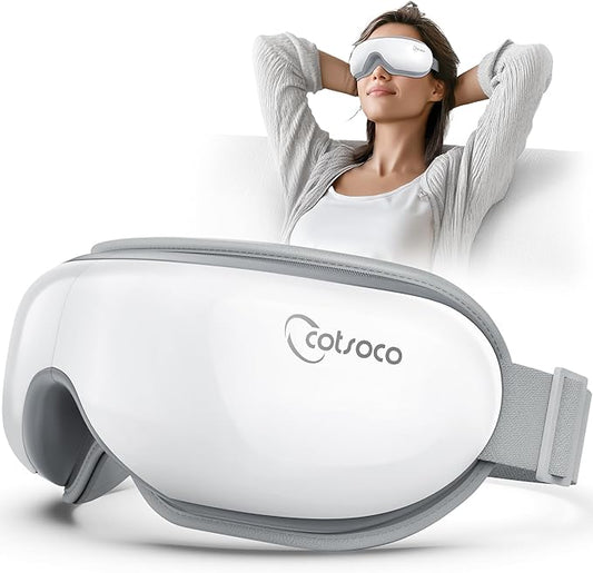cotsoco Eye Massager with Heat, Birthday Gifts for Women, Heated Eye Mask with Bluetooth Music, Relax & Reduce Strain Dark Circles and Improve Sleep, Gift for Mom Dad Women Men