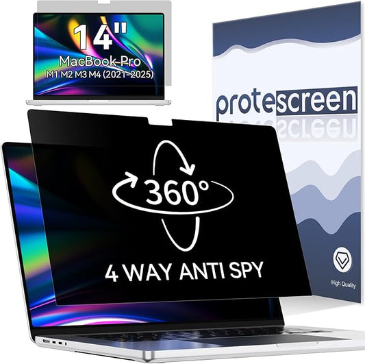 360° Privacy Screen for MacBook Pro 14 Inch (2021-2024, M1, M2, M3, M4), 4 Way Privacy Anti Glare Blue Light Filter Shield Film Anti Spy Laptop Protector for Mac 14.2In Computer