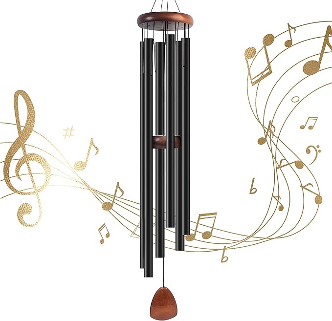 60 Inch Wind Chimes for Outside. Deep Tone Large Wind Chimes with 6 Aluminum Tubes Courtyard Decoration. Windchimes Outdoor Create an Enjoyable Atmosphere & Give Mom a Gift