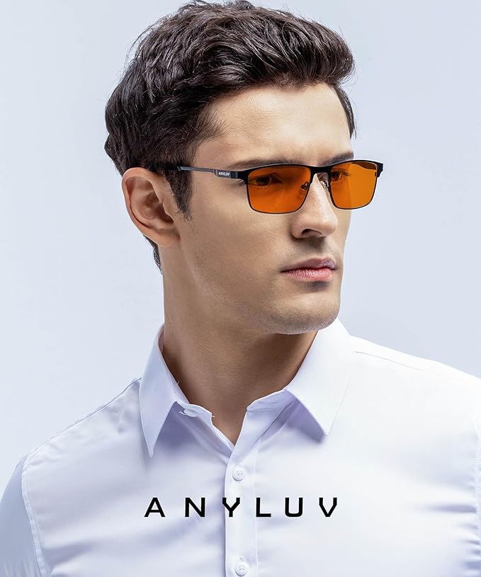 ANYLUV Blue Light Glasses for Men/Women, Lightweight Blue Light Blocking Glasses, Anti-Eye Strain Computer Glasses for Gaming