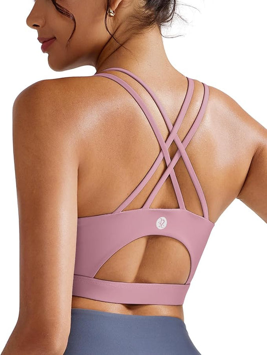RUNNING GIRL Sports Bras for Women,Padded Sports Bra Tank Top Sexy Crisscross Back High Impact Longline Workout Yoga Bra