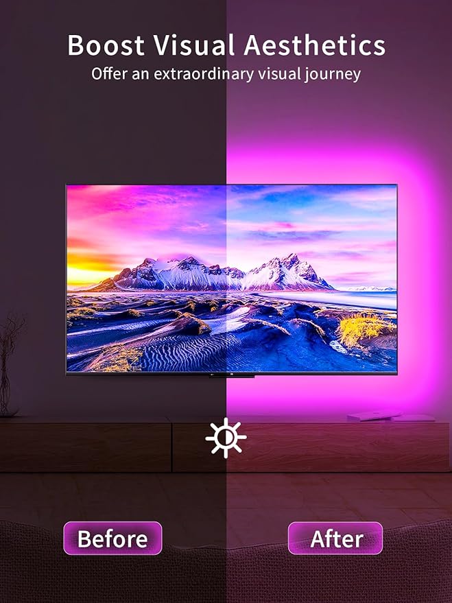 TV LED Backlight, 9.84ft LED Lights for 32-45 Inch TV, RGB TV Backlight with Remote, Music Sync Bluetooth APP Control Strip Lights USB Powered for Bedroom Gaming Room Decor