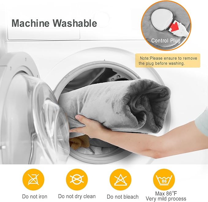 Fast Heating Electric Heating Pad for Neck and Shoulder and Back with 6 Heating Settings & 4 Timer, Large Size Heated Wrap with Auto Shut Off & Machine Washable (Silver Gray, 37x24 inch)