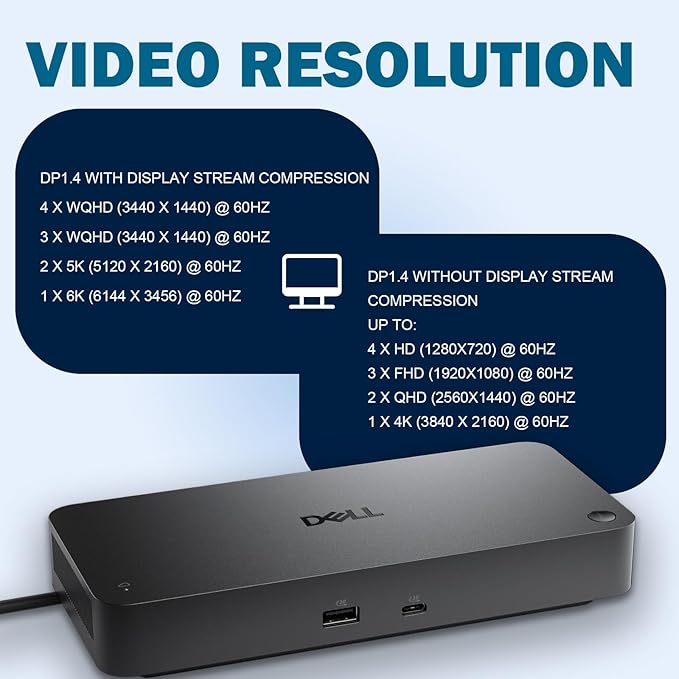 Dell Pro Smart SD25 Docking Station, Performance Dock Support for up to 4 displays - 3 Year Warranty, SD25 with 180W Power Adapter + 130W Power Delivery + HDMI Cable