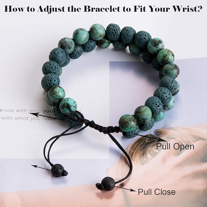 Bivei Aromatherapy Essential Oil Diffuser Bracelet Lava Stone Bead Gemstone Anxiety Diffuser Bangle Cuff Bracelet