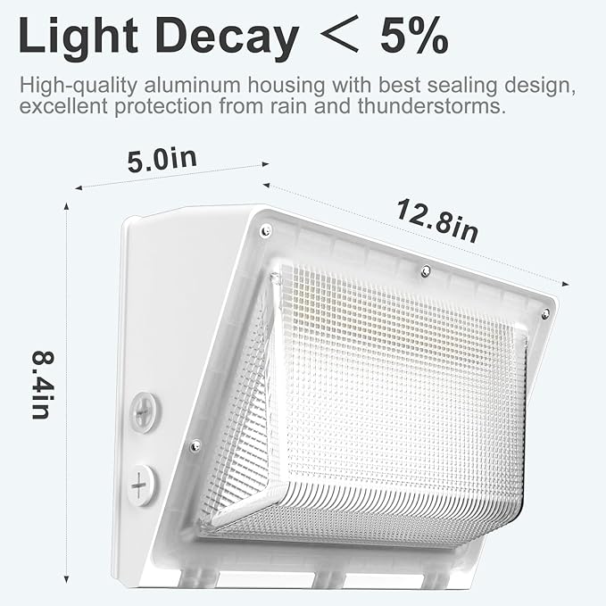Lightdot 8Pack 200W LED Wall Pack Lights, 100-277v Dusk to Dawn with Photocell | 30000Lm(150Lm/W) 5000K IP65 Outdoor Exterior Lighting Fixture, Energy Saving|5-Yrs Warranty, ETL White(Height:15~30ft)
