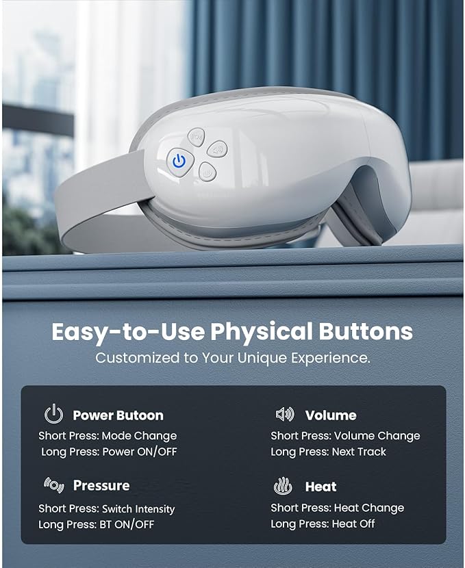 BOB AND BRAD Eye Massager with Heat and Cooling, EyeOasis 3 Eye Mask for Migraine FSA Eligible/HSA Eligible, Heated Face Massager for Dry Eye Strain Relief Improve Sleep, Birthday Gifts for Women Men