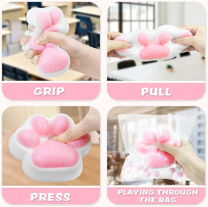 Cat Paw Squishies Fidget Toys, Ultra Soft Hand Made Squeeze Sensory Toys for Autism, Goodie Bags Stuffers Birthday
