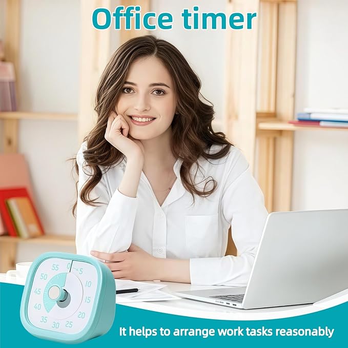 Visual Timer for Kids - 60 Minute Visual Kids Timer for Classroom Home Office, Countdown Timer for Cooking Teaching Working Meeting (Blue)