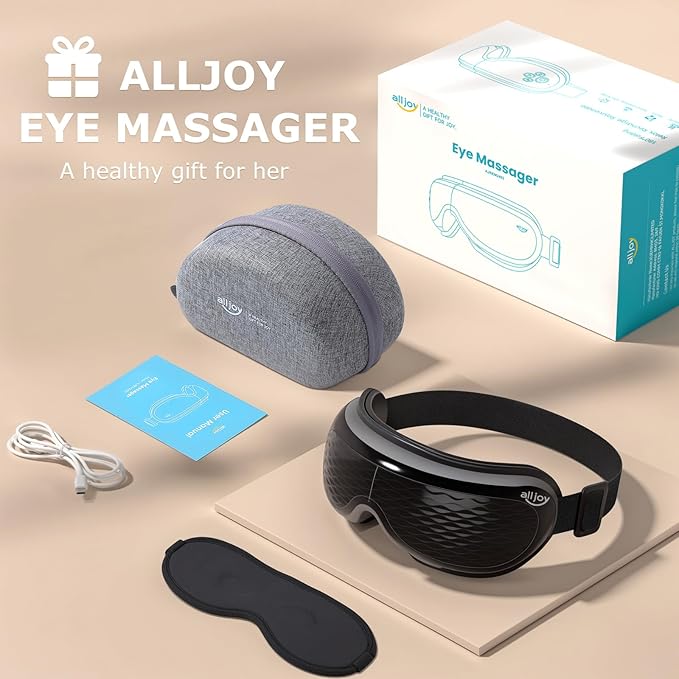 ALLJOY Eye Massager with Heat and Cooling, Lightweight Eye Massager with Removable Gel Mask, Birthday Gifts for Women Men, Eye Care Devices for Migraine, Reduce Dry Eyes