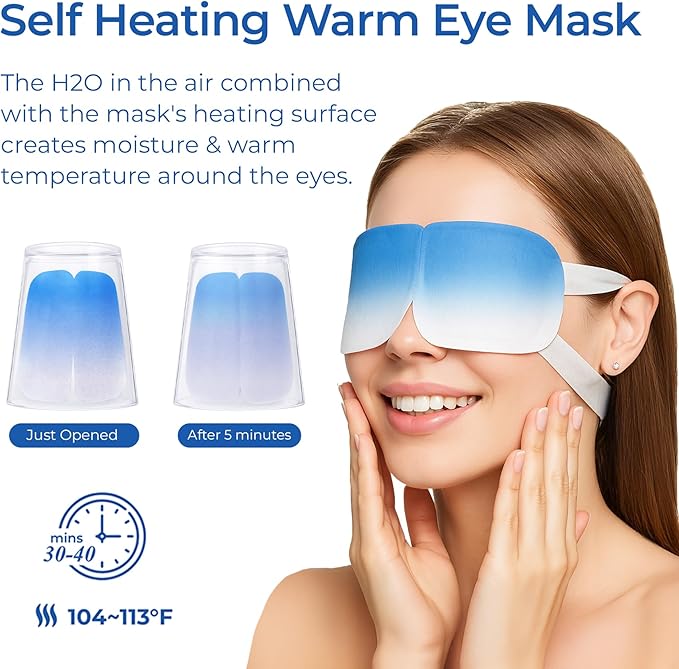 Steam Eye Mask for Dry Eyes | Self Heating Warm Compress for Eyes | Disposable Heated Eye Mask for Sleep, Spa, Travel Essentials & Relaxation Gifts for Women & Men (Unscented, 20 Pack)