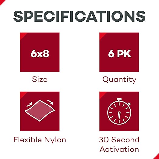 Dealmed Instant Cold Pack – Pack of 6, 6" x 8" Disposable Cold Packs for Injuries, Swelling, Sprains, Muscle Soreness and More, No Refrigeration Single Squeeze Activation