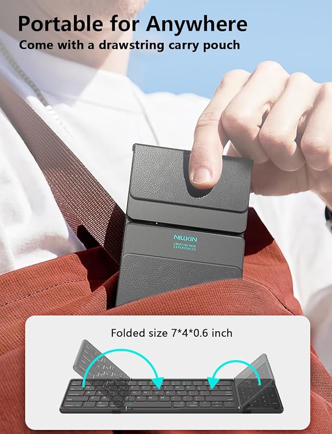 Nillkin Foldable Keyboard with Touchpad, Bluetooth Keyboard with Number Pad, Full Size Keys, Large Trackpad Small Travel Portable Keyboards for iPad Laptop PC Tablets - Green