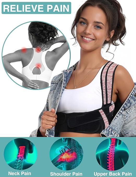 Posture Corrector for Women Men,BI-Straps Back Straightener - Bamboo Fiber Back Brace Posture Corrector - Instant Upper Back Pain Relief