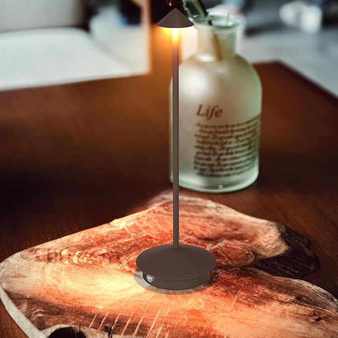 2-Pack 6000mAh Rechargeable Led Table Lamp Cordless,3000K-6000K Stepless Dimming Touch Lamps with Memory Function,IP54 Waterproof Aluminum Table Light for Outdoor/Bars/Restaurant/Patio(Rust)