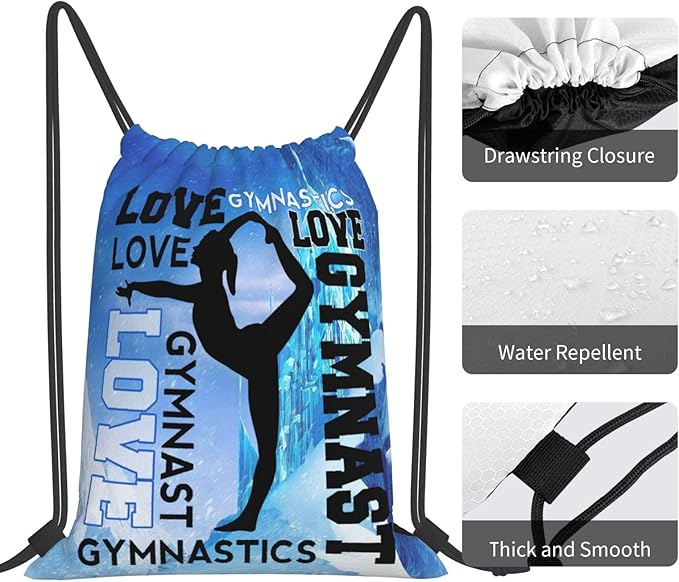 Gymnastics Drawstring Backpack Light Gym String Bag Pink Water Resistant Sackpack Sport Yoga Daypack For Womens Mens