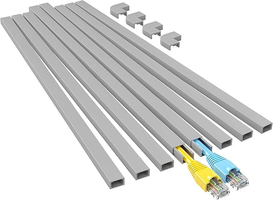 Yecaye Grey Cord Hider, One-Cord Channel Cord Cover on Wall, Cable Management Kit, Wire Covers for Cords, Cable Raceway, W0.59in H0.4in, Grey