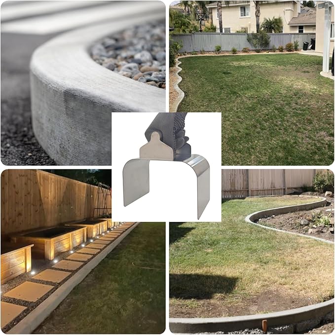 Landscape Curb Trowel Edger, Curb It Yourself, Curb and Gutter Shape Maker, Concrete Curb Trowel, Rectangular trimmer - 4" x 6" x 4" (Rectangular Curb It Yourself)