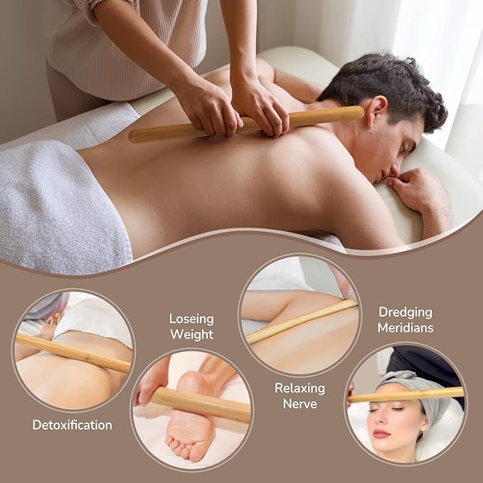 7Pcs Bamboo Massage Sticks Tools Hot and Cold theapy Poles