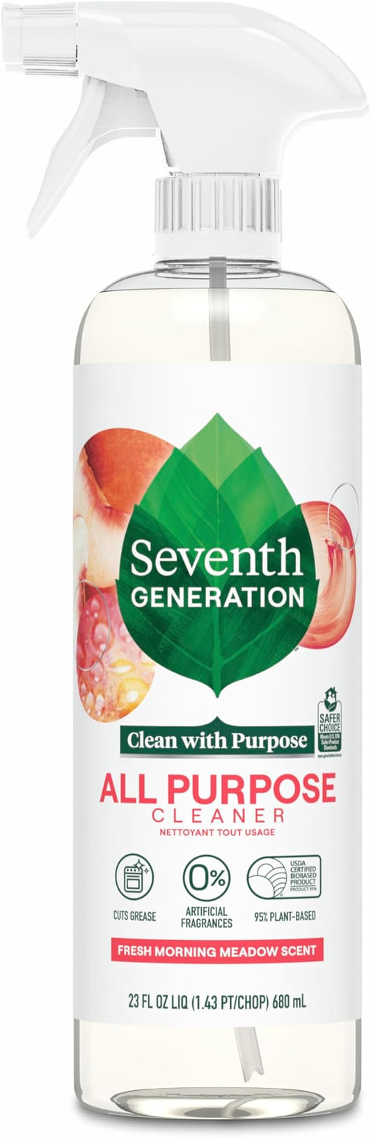 Seventh Generation All Purpose Cleaner, Fresh Morning Meadow Scent, Cuts Grease, 23 Fl Oz