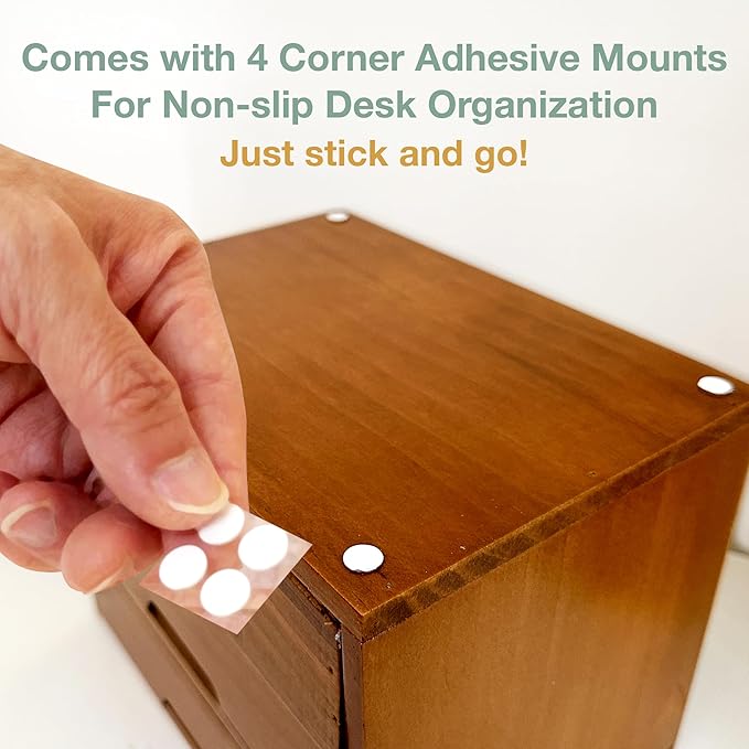 Stackable Apothecary Cabinet 4 Drawer Desk Organizer - Vintage Library Card Catalog Wood Storage Box - Office Desktop Dresser for Stationery, Thread Embroidery, Sewing, Crafts, Junk Drawer & Supplies