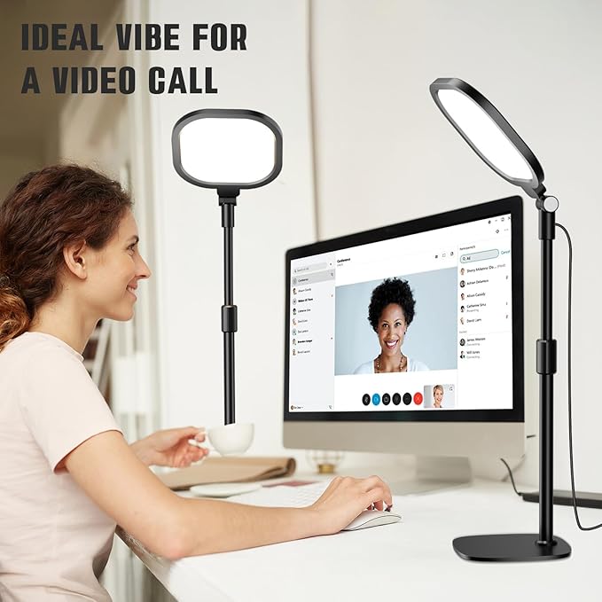 2 Packs Video Conference Lighting Kits, Dimmable Desk Ring Light with Stand and Phone Holder, Computer Laptop Light for Zoom Meeting, Video Calls, Live Streaming, Podcasting, Video Recoring